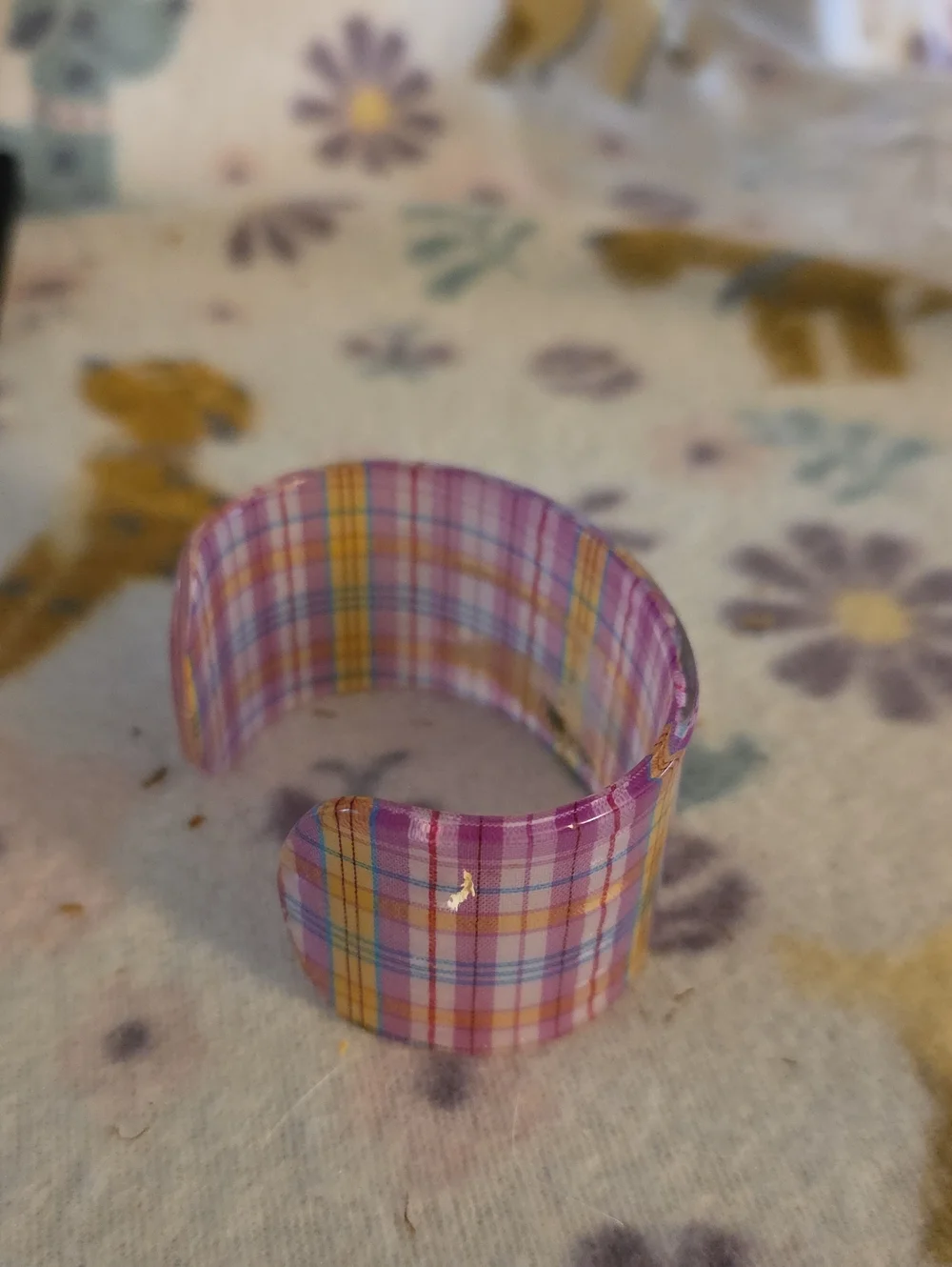 Kids Plaid Pink Cuff Bracelet - Unbranded